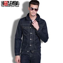 熙伦堡秋潮男牛仔夹克外套男牛仔服韩版修身男士牛仔上衣蓝黑色