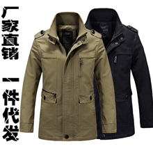 2013秋冬新款男式休闲韩版风衣中长款中年男装立领风衣男外套2190