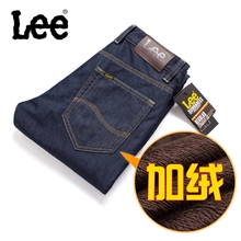 秋冬厚款批发Lee男士牛仔裤男直筒深蓝加绒加厚宽松有大码H1186