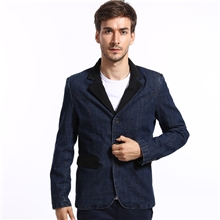 厂家直销高品质个性修身拼接翻领牛仔西装