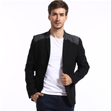 黑灰拼接牛仔西装男装