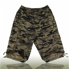 男装中裤批发男式迷彩中裤休闲裤中裤男裤七分裤全棉水洗中裤