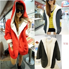 韩版秋冬女装斗篷带帽毛绒加厚外套毛毛大衣两面穿中长外套