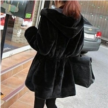 stylenanda原单两面穿加绒连帽收腰毛绒中长款外套棉衣