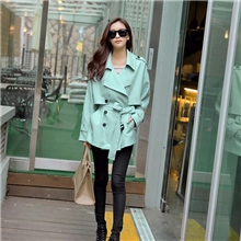 2013春秋潮流新款韩版双排扣蝙蝠袖纯色短款风衣小外套|YH13-912