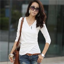 外贸2013春装女装日韩女式V领长袖打底衫T恤批发402B-7596