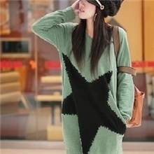 2013秋装新款日韩女装休闲宽松款大五角星长款T恤601