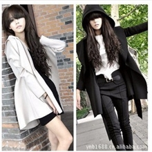 2013秋冬新款女装欧美帅气连帽打摺长款风衣外套