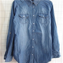 批发外贸原单新款长款女式牛仔衬衫大码纯棉水洗加肥加大牛仔衬衣