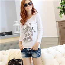 2013新款女士t恤女式t恤长袖烫钻打底衫女装批发长袖打底衫