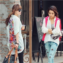 2013秋装新款欧洲女装复古宽松立领长袖雪纺衫衬衣印花女装