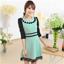 杨傲寒十三行2013新款秋装女装韩版修身显瘦淑女拼接蕾丝连衣裙