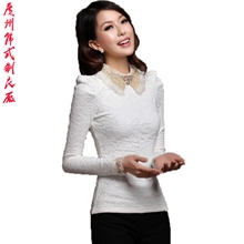 加绒加厚打底衫蕾丝收腰修身长袖打底衫女装长袖打底衫
