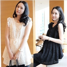 Y1208韩版孕妇装批发夏装新款孕妇上衣淑女气质无袖孕妇蕾丝衫