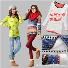 秋冬网络爆款加绒打底衫百搭修身中长款长袖打底衫加厚保暖内衣