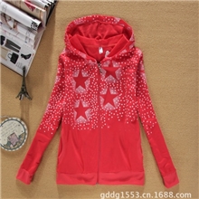 爆款春秋季全新甜美显瘦百搭女装拉链连帽卫衣女装卫衣批发