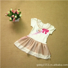 厂家直销供应新款童装连衣裙纯棉雪纺网纱逢逢童裙