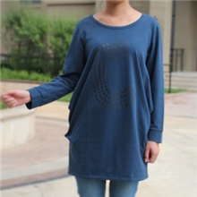 免费代发代理新款韩版时尚修身大码卫衣胖MM休闲气质无帽长款T恤