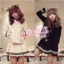 萘洛大小姐1:1同款ONESPO海军风星星双排扣外套裙裤套装预定