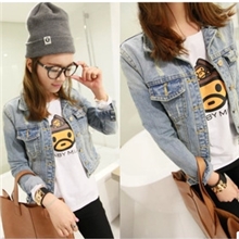 女装秋冬新款8841韩国风超帅气复古洗水牛仔外套百搭七分袖牛仔衣