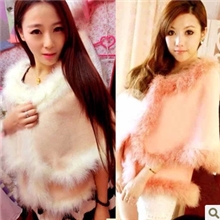 2013秋冬新款女装外套749甜美复古鸵鸟毛毛呢子斗篷披肩外套大衣