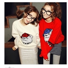 2013女装新款8286#可爱学院风百搭凶恶大狗头卫衣