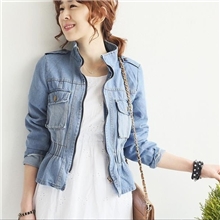 复古百搭淑女收腰休闲牛仔夹克外套上衣修身短外套