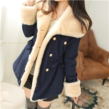 秋冬新款韩版修身显瘦双排扣学院风毛呢大衣外套女大码秋冬上衣