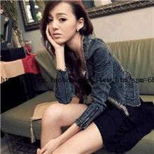 2013春秋韩版品质女装复古圆领开衫长袖短款牛仔外套上衣牛仔衣