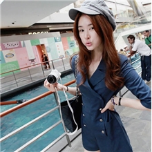 秋季新款韩版西装翻领双排扣连体裤套装批发代理一件代发开店货源