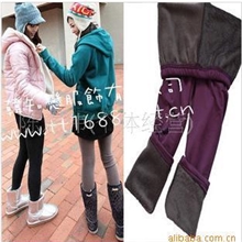 不起球丝滑双层不倒绒天蚕丝保暖九分打底裤