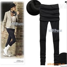 2010秋冬装新款欧美风拉绒打底裙裤黑色美体修身弹力打底裤