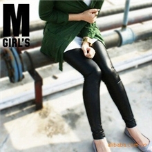 Vivi杂志热推日韩潮流欧美流行仿皮质九分打底