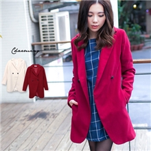 韩版冬季女装新款都会感毛呢西装大衣外套