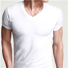 2013夏季韩版男装V领短袖全棉T恤修身黑白色男士打底衫