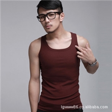 纯棉性感秋冬方领打底男背心运动紧身弹力纯色男款背心