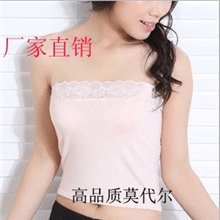 韩版百搭高品质莫代尔长款齐腰抹胸蕾丝裹胸裹胸抹胸批发