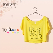 春装欧美风短款圆领蝙蝠袖短袖t恤宽松配长裙小罩衫套衫女装批发