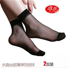 浪莎丝袜浪莎水晶丝短丝袜浪沙2双装超薄丝袜短丝袜女丝袜