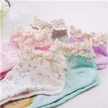 W0048厂家供应淘宝爆款秋款全棉花边小碎花女船袜成人袜批发