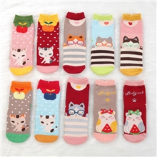 【热销】新款卡通袜子猫咪系列直板学生袜子儿童纯棉袜子批发