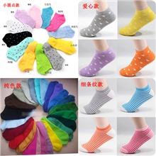 厂家批发外贸袜子糖果色女船袜韩国女士隐形条纹爱心船袜