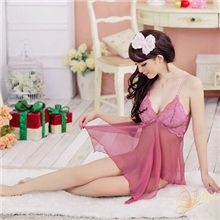 情趣内衣厂家现货批发厂家批发新款藕粉色薄纱性感挂脖套装8169