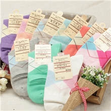 韩国可爱糖果菱形女袜短袜女袜棉袜袜子批发wazi淘宝爆款