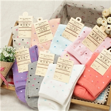 批发日单袜子小圆点女袜圆点全棉袜纯棉袜子wazi女袜棉袜