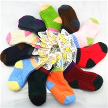 袜子批发秋冬加厚儿童袜糖果色纯棉拉绒彩头儿童袜子毛圈童袜