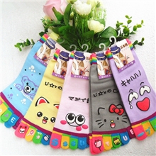 袜子批发卡通五指袜糖果色可爱日系五趾袜女全棉五指袜子批发