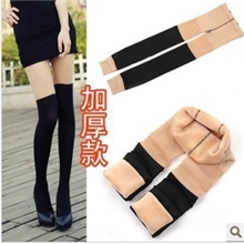 新款加厚卡拉不倒绒拼接上肤下黑丝袜假大腿连裤假高筒打底袜