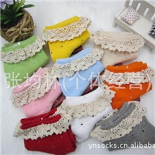 批发供应蕾丝花边全棉女袜无印良品女短袜圆点点2012新款女袜