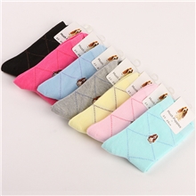 新款暇步士女袜子纯棉中筒菱形格袜子外贸直销卡通女袜子批发